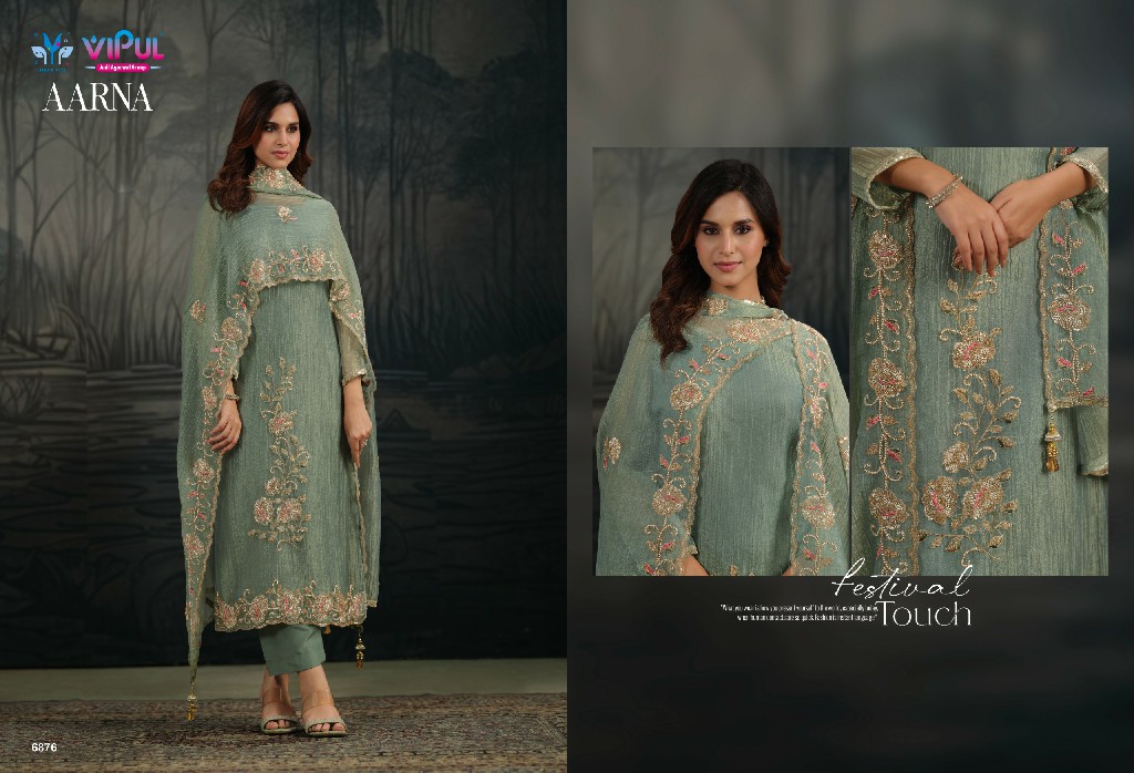 VIPUL AARNA WHOLESALE SALSA ZARI CHIFFON PARTY WEAR UNSTITCH SALWAR SUITS EXPORTER