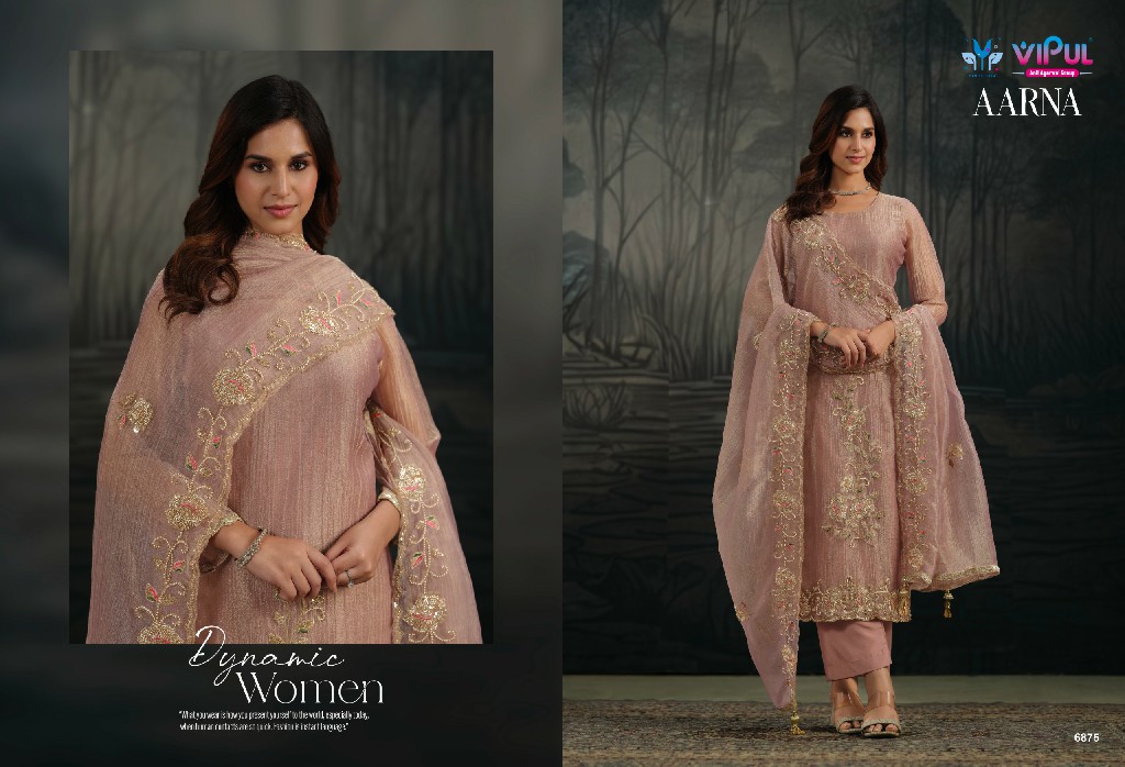 VIPUL AARNA WHOLESALE SALSA ZARI CHIFFON PARTY WEAR UNSTITCH SALWAR SUITS EXPORTER