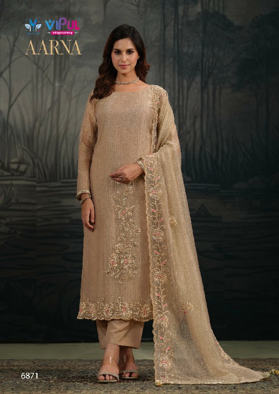 VIPUL AARNA WHOLESALE SALSA ZARI CHIFFON PARTY WEAR UNSTITCH SALWAR SUITS EXPORTER