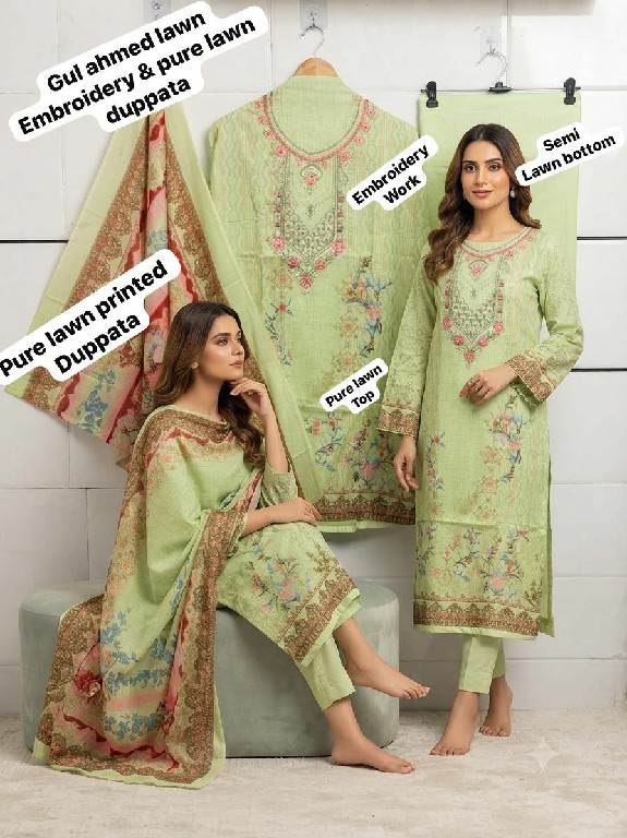 GULL AAHMED PRESENT SOFT LAWN EMBROIDERED COLLECTION UNSTITCH SALWAR SUITS SUPPLIER