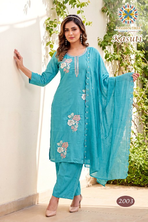 PASSION TREE KASUTI VOL 2 WHOLESALE READYMADE MAL CHANDERI BIG SIZE STRAIGHT CUT 3 PCS SUITS EXPORTER