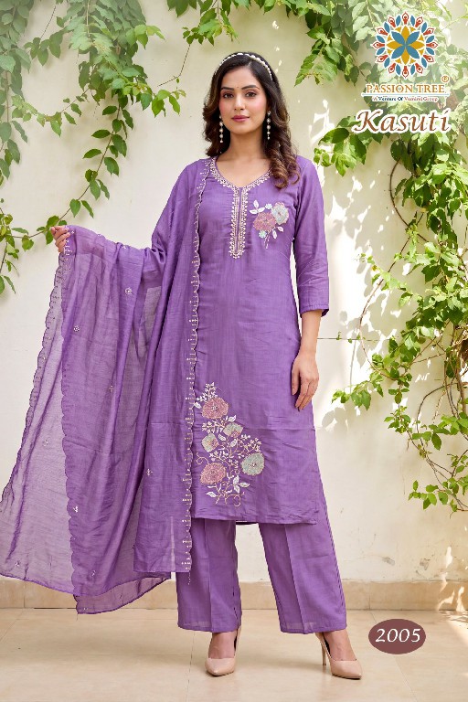 PASSION TREE KASUTI VOL 2 WHOLESALE READYMADE MAL CHANDERI BIG SIZE STRAIGHT CUT 3 PCS SUITS EXPORTER