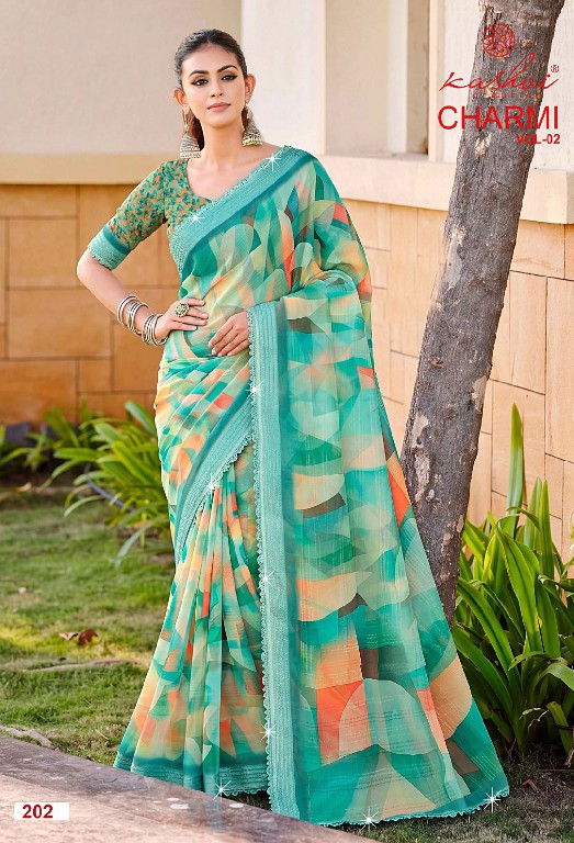 KASHVI CREATION CHARMI VOL 2 WHOLESALE WEIGHTLESS PATTERN DIGITAL WITH WORK FANCY INDIAN SAREES FOR WOMEN ONLINE