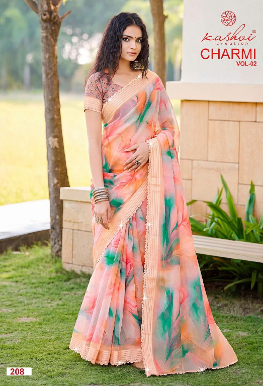 KASHVI CREATION CHARMI VOL 2 WHOLESALE WEIGHTLESS PATTERN DIGITAL WITH WORK FANCY INDIAN SAREES FOR WOMEN ONLINE