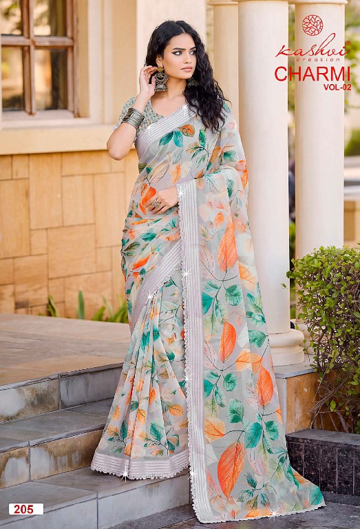 KASHVI CREATION CHARMI VOL 2 WHOLESALE WEIGHTLESS PATTERN DIGITAL WITH WORK FANCY INDIAN SAREES FOR WOMEN ONLINE