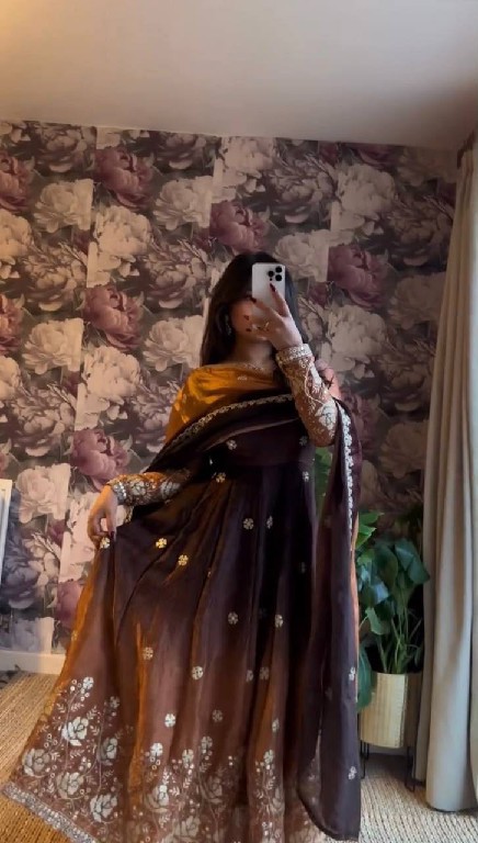 TEXTILEDEAL D.NO 5955 WHOLESALE READYMADE CHINON SILK PARTY WEAR ANARKALI 3 PCS SUITS EXPORTER