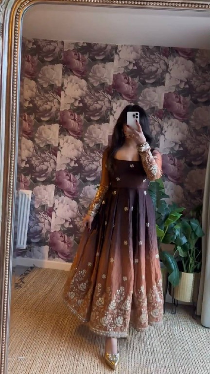 TEXTILEDEAL D.NO 5955 WHOLESALE READYMADE CHINON SILK PARTY WEAR ANARKALI 3 PCS SUITS EXPORTER
