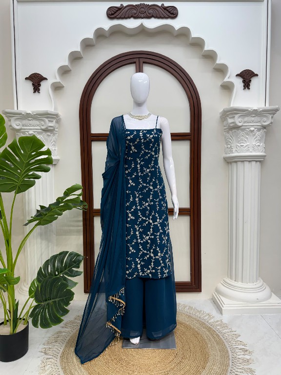 TEXTILEDEAL D.NO 6067 WHOLESALE READYMADE FAUX GEORGETTE DESIGNER 3 PCS SUITS FOR EXPORT