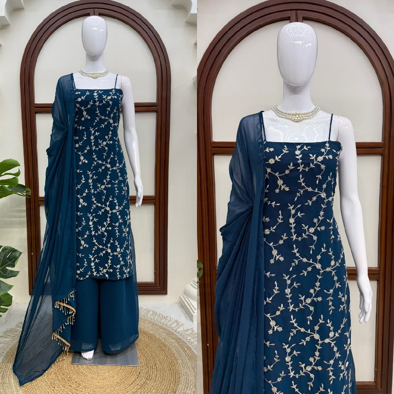 TEXTILEDEAL D.NO 6067 WHOLESALE READYMADE FAUX GEORGETTE DESIGNER 3 PCS SUITS FOR EXPORT