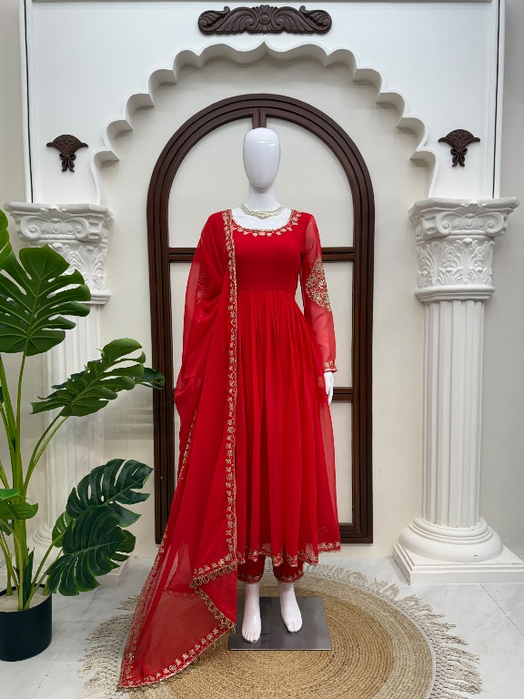 TEXTILEDEAL D.NO KD 1652 WHOLESALE READYMADE FAUX GEORGETTE DESIGNER GOWN PANT WITH DUPATTA FOR WOMEN ONLINE