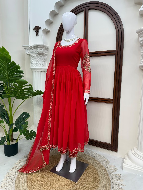 TEXTILEDEAL D.NO KD 1652 WHOLESALE READYMADE FAUX GEORGETTE DESIGNER GOWN PANT WITH DUPATTA FOR WOMEN ONLINE
