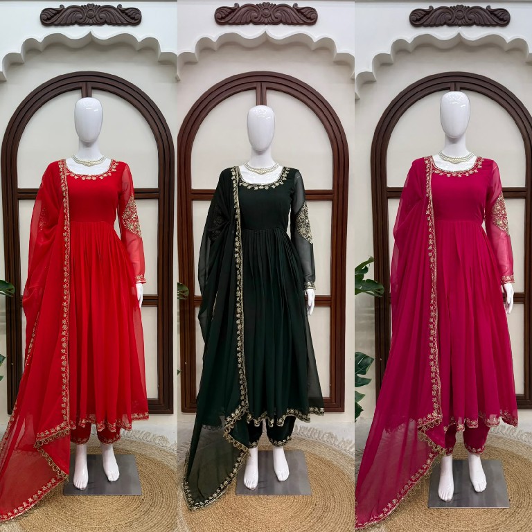 TEXTILEDEAL D.NO KD 1652 WHOLESALE READYMADE FAUX GEORGETTE DESIGNER GOWN PANT WITH DUPATTA FOR WOMEN ONLINE