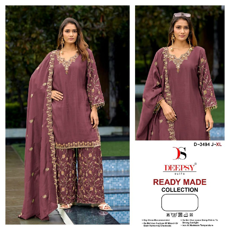 DEEPSY D.NO 3494I TO 3494L WHOLESALE READYMADE VISCOSE TISSUE SILK ELEGANT PAKISTANI 3 PCS SUITS EXPORTER