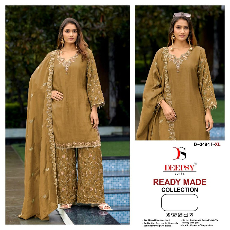 DEEPSY D.NO 3494I TO 3494L WHOLESALE READYMADE VISCOSE TISSUE SILK ELEGANT PAKISTANI 3 PCS SUITS EXPORTER