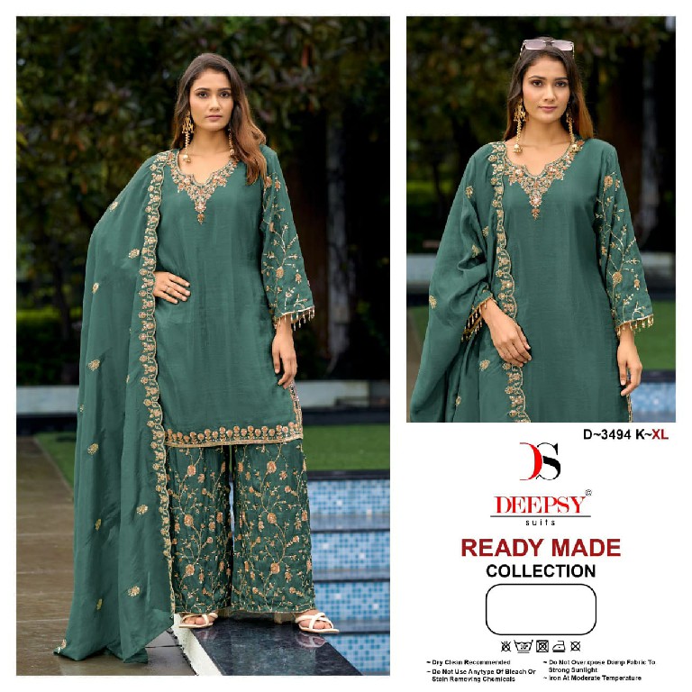 DEEPSY D.NO 3494I TO 3494L WHOLESALE READYMADE VISCOSE TISSUE SILK ELEGANT PAKISTANI 3 PCS SUITS EXPORTER