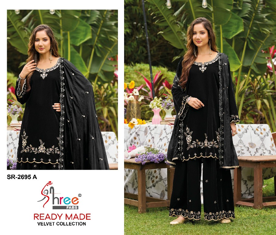 SHREE FABS R-2695 WHOLESALE READYMADE PREMIUM VELVET WINTER WEAR 3 PCS SUITS EXPORTER