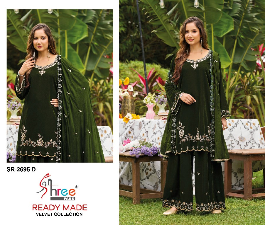 SHREE FABS R-2695 WHOLESALE READYMADE PREMIUM VELVET WINTER WEAR 3 PCS SUITS EXPORTER