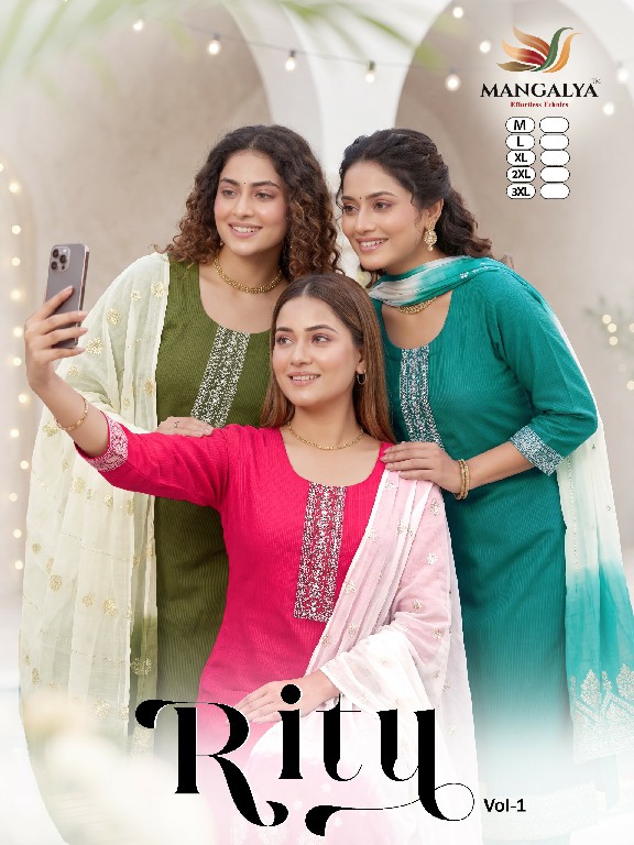 MANGALYA RITU VOL 1 WHOLESALE READYMADE HEAVY DENTING SILK CLASSIC 3 PCS SUITS SUPPLIER