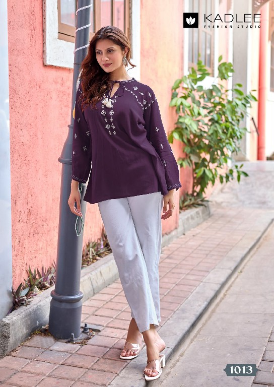 KADLEE CRYSTAL VOL 3 WHOLESALE READYMADE RAYON WRINKLE ELEGANCE SHORT TOPS FOR WOMEN EXPORTER