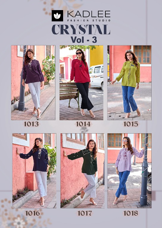 KADLEE CRYSTAL VOL 3 WHOLESALE READYMADE RAYON WRINKLE ELEGANCE SHORT TOPS FOR WOMEN EXPORTER