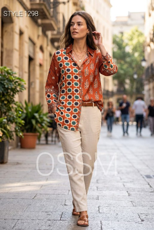 OSSM STYLE D.NO 1295 TO 1303 WHOLESALE READYMADE VISCOSE CRAPE STYLISH SHIRT COMBO FOR WOMEN ONLINE