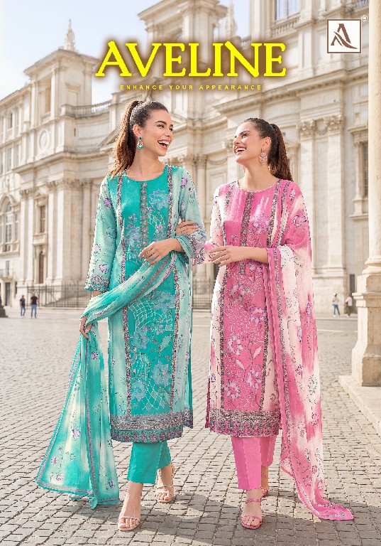 ALOK SUIT AVELINE WHOLESALE VISCOSE MUSLIN EPLIC WORK UNSTITCH SALWAR SUITS EXPORTER