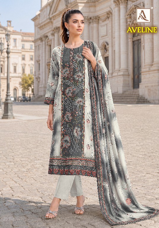 ALOK SUIT AVELINE WHOLESALE VISCOSE MUSLIN EPLIC WORK UNSTITCH SALWAR SUITS EXPORTER