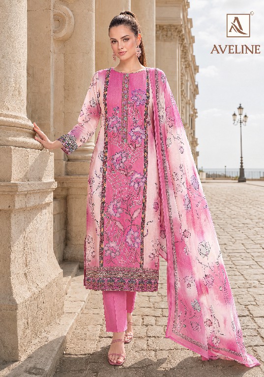 ALOK SUIT AVELINE WHOLESALE VISCOSE MUSLIN EPLIC WORK UNSTITCH SALWAR SUITS EXPORTER