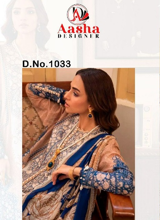AASHA DESIGNER D.NO 1033-1034 WHOLESALE COTTON EMBROIDERY PATCH WORK UNSTITCH SALWAR KAMEEZ ONLINE