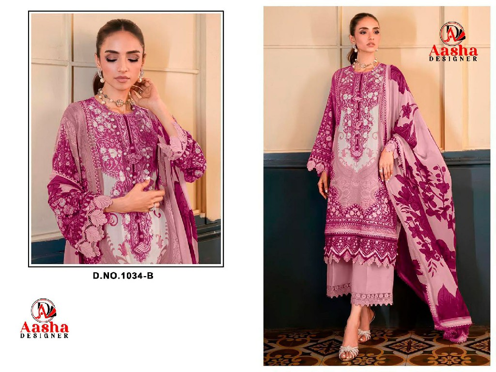 AASHA DESIGNER D.NO 1033-1034 WHOLESALE COTTON EMBROIDERY PATCH WORK UNSTITCH SALWAR KAMEEZ ONLINE