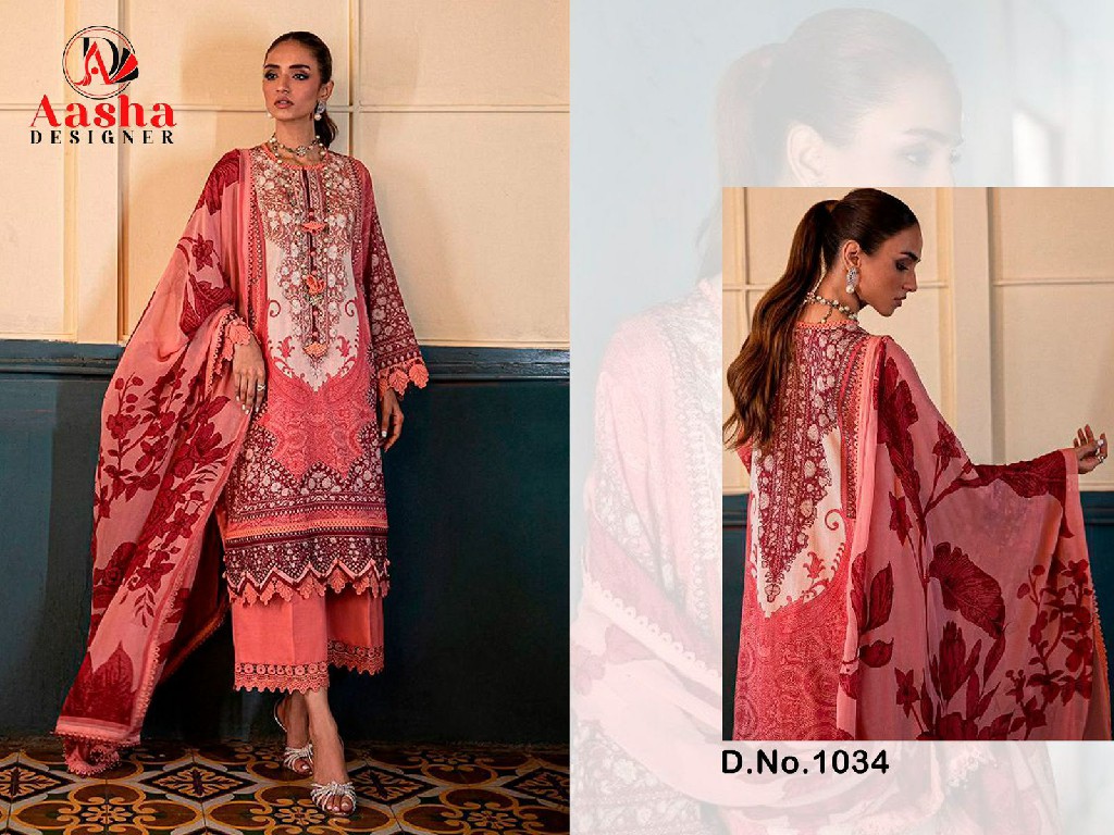 AASHA DESIGNER D.NO 1033-1034 WHOLESALE COTTON EMBROIDERY PATCH WORK UNSTITCH SALWAR KAMEEZ ONLINE