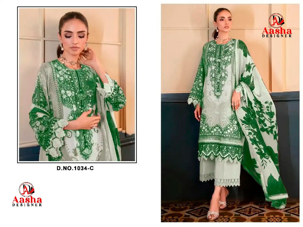 AASHA DESIGNER D.NO 1033-1034 WHOLESALE COTTON EMBROIDERY PATCH WORK UNSTITCH SALWAR KAMEEZ ONLINE
