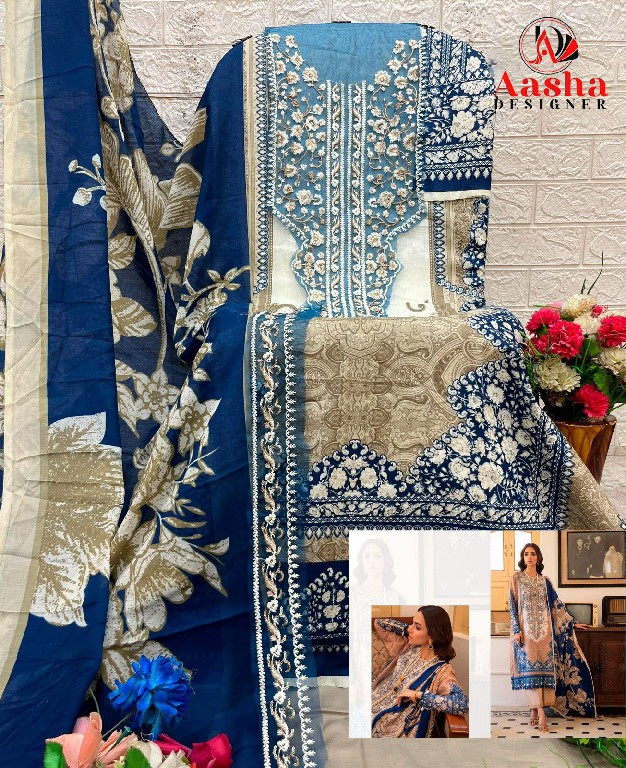 AASHA DESIGNER D.NO 1033-1034 WHOLESALE COTTON EMBROIDERY PATCH WORK UNSTITCH SALWAR KAMEEZ ONLINE