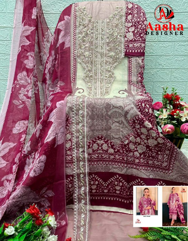 AASHA DESIGNER D.NO 1033-1034 WHOLESALE COTTON EMBROIDERY PATCH WORK UNSTITCH SALWAR KAMEEZ ONLINE