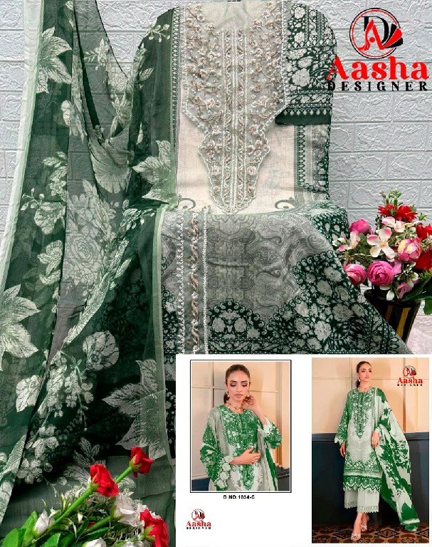 AASHA DESIGNER D.NO 1033-1034 WHOLESALE COTTON EMBROIDERY PATCH WORK UNSTITCH SALWAR KAMEEZ ONLINE