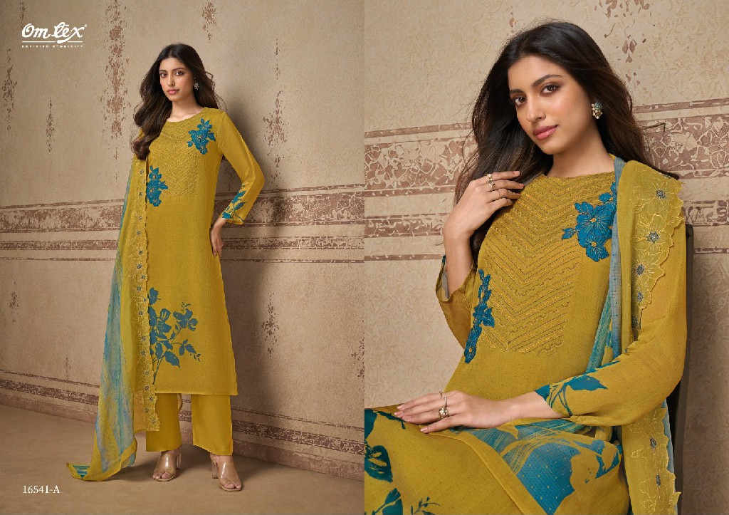 OMTEX SELENE WHOLESALE ORGANZA TWILL UNIQUE WORK UNSTITCH SALWAR SUITS FOR EXPORT