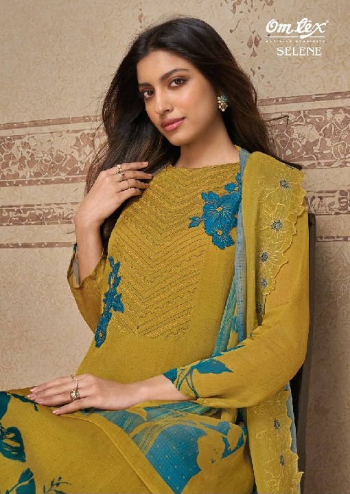 OMTEX SELENE WHOLESALE ORGANZA TWILL UNIQUE WORK UNSTITCH SALWAR SUITS FOR EXPORT