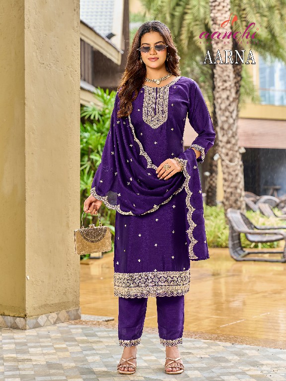 AANCHI AARNA WHOLESALE READYMADE VICHITRA SILK TRENDY STYLISH 3 PCS SUITS EXPORTER