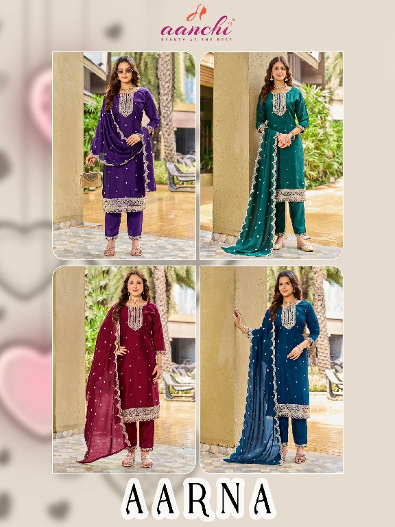 AANCHI AARNA WHOLESALE READYMADE VICHITRA SILK TRENDY STYLISH 3 PCS SUITS EXPORTER