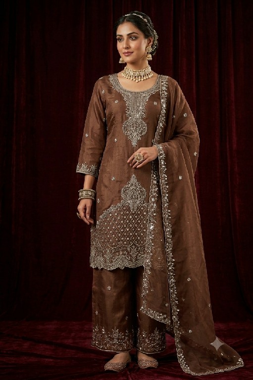 NLO D.NO 1192 WHOLESALE READYMADE PRADO SILK BEADS WORK FUNCTION WEAR 3 PCS SUITS SUPPLIER