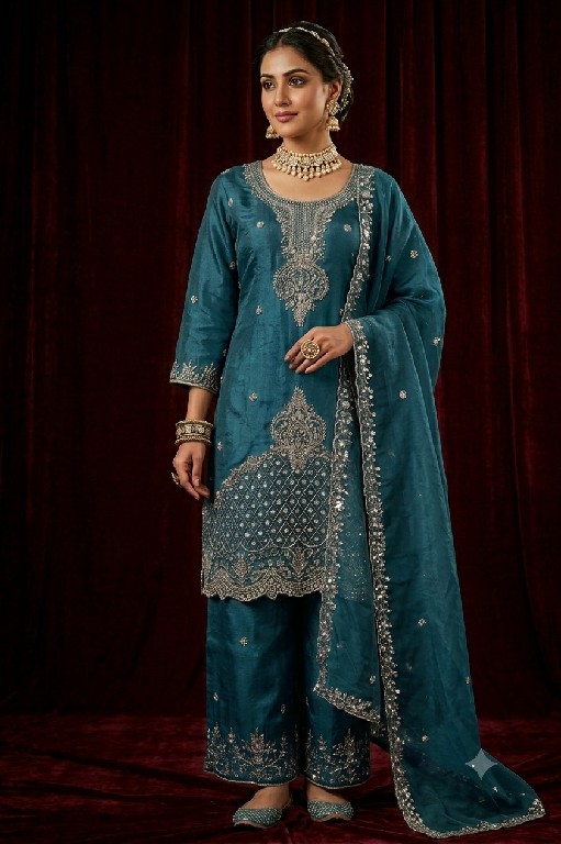 NLO D.NO 1192 WHOLESALE READYMADE PRADO SILK BEADS WORK FUNCTION WEAR 3 PCS SUITS SUPPLIER