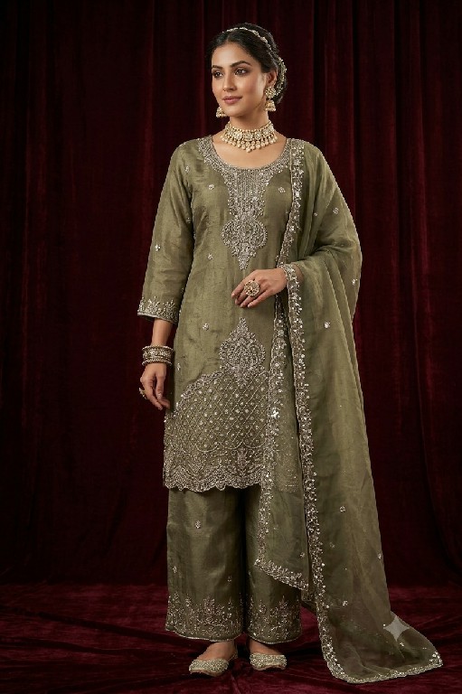 NLO D.NO 1192 WHOLESALE READYMADE PRADO SILK BEADS WORK FUNCTION WEAR 3 PCS SUITS SUPPLIER