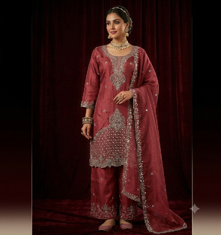 NLO D.NO 1192 WHOLESALE READYMADE PRADO SILK BEADS WORK FUNCTION WEAR 3 PCS SUITS SUPPLIER