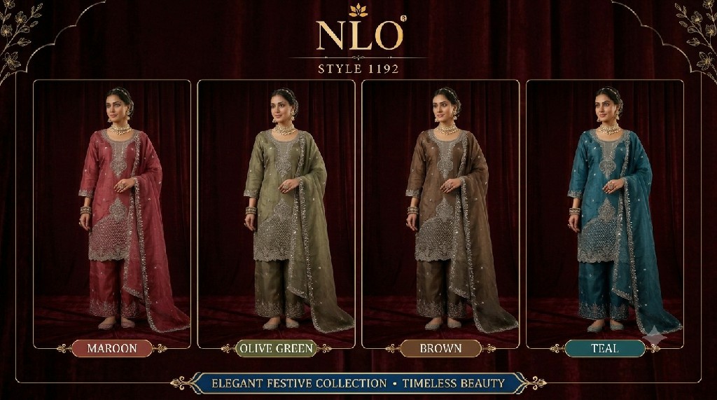 NLO D.NO 1192 WHOLESALE READYMADE PRADO SILK BEADS WORK FUNCTION WEAR 3 PCS SUITS SUPPLIER