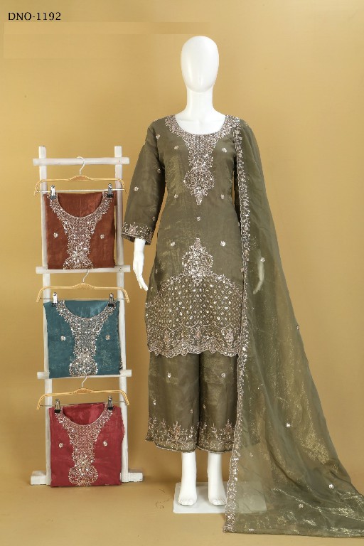 NLO D.NO 1192 WHOLESALE READYMADE PRADO SILK BEADS WORK FUNCTION WEAR 3 PCS SUITS SUPPLIER