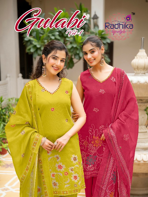 RADHIKA LIFESTYLE GULABI VOL 1 WHOLESALE READYMADE VERTICAN BIG SIZE ELEGANT LOOK 3 PCS SUITS FOR EXPORT