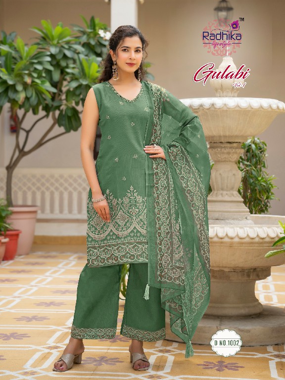 RADHIKA LIFESTYLE GULABI VOL 1 WHOLESALE READYMADE VERTICAN BIG SIZE ELEGANT LOOK 3 PCS SUITS FOR EXPORT