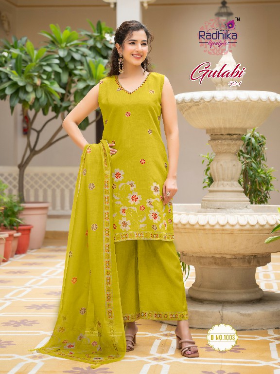 RADHIKA LIFESTYLE GULABI VOL 1 WHOLESALE READYMADE VERTICAN BIG SIZE ELEGANT LOOK 3 PCS SUITS FOR EXPORT