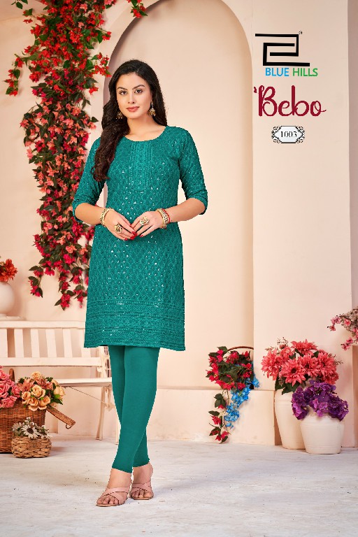 BLUE HILLS BEBO NEW COLOR WHOLESALE READYMADE RAYON SHIFFLI WORK BIG SIZE KURTI WITH PANT COMBO FOR WOMEN ONLINE