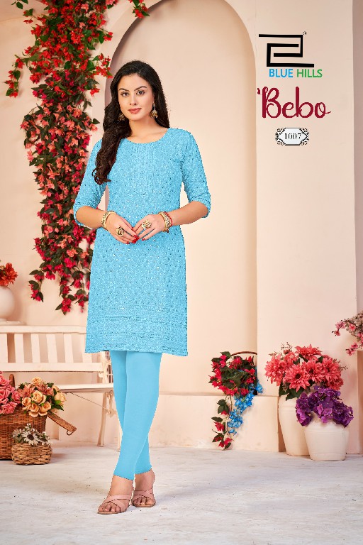 BLUE HILLS BEBO NEW COLOR WHOLESALE READYMADE RAYON SHIFFLI WORK BIG SIZE KURTI WITH PANT COMBO FOR WOMEN ONLINE